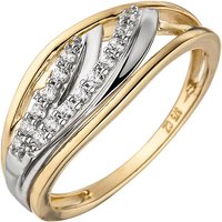 SIGO Damen Ring 375 Gold Gelbgold bicolor 15 Zirkonia Goldring von SIGO