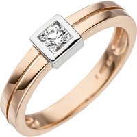 SIGO Damen Ring 375 Gold Rotgold bicolor 1 Zirkonia Goldring von SIGO