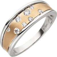 SIGO Damen Ring 375 Gold Weißgold Rotgold bicolor matt 8 Zirkonia Goldring von SIGO