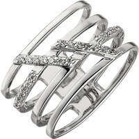 SIGO Damen Ring 4-reihig breit 925 Sterling Silber 28 Zirkonia Silberring von SIGO