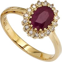 SIGO Damen Ring 585 Gold Gelbgold 1 Rubin rot 16 Diamanten 0,16ct. Goldring von SIGO