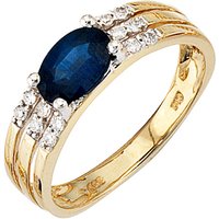 SIGO Damen Ring 585 Gold Gelbgold 1 blauer Safir 12 Diamanten Safirring Goldring von SIGO