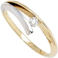 SIGO Damen Ring 585 Gold Gelbgold Weißgold bicolor 1 Diamant Brillant 0,10ct. von SIGO