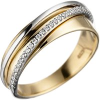 SIGO Damen Ring 585 Gold Gelbgold Weißgold bicolor 25 Diamanten Brillanten Goldring von SIGO