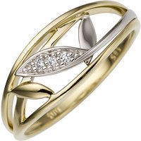 SIGO Damen Ring 585 Gold Gelbgold Weißgold bicolor 3 Diamanten Brillanten Goldring von SIGO