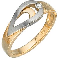 SIGO Damen Ring 585 Gold Gelbgold Weißgold bicolor matt 1 Diamant Brillant von SIGO
