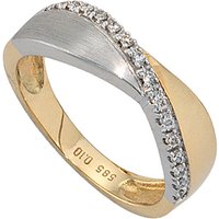 SIGO Damen Ring 585 Gold Gelbgold Weißgold bicolor matt 16 Diamanten Brillanten von SIGO