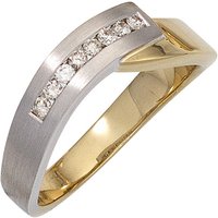 SIGO Damen Ring 585 Gold Gelbgold Weißgold bicolor teilmatt 8 Diamanten Brillanten von SIGO