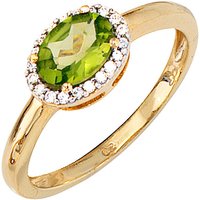 SIGO Damen Ring 585 Gold Gelbgold bicolor 1 Peridot grün 20 Diamanten Goldring von SIGO