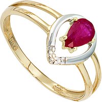 SIGO Damen Ring 585 Gold Gelbgold bicolor 1 Rubin rot 3 Diamanten Brillanten Goldring von SIGO