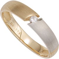 SIGO Damen Ring 585 Gold Gelbgold bicolor matt 1 Diamant Brillant 0,05ct. Goldring von SIGO