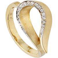 SIGO Damen Ring 585 Gold Gelbgold bicolor teilmatt 16 Diamanten Brillanten Goldring von SIGO