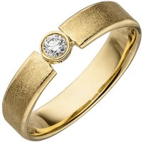 SIGO Damen Ring 585 Gold Gelbgold eismatt 1 Diamant Brillant 0,10ct. Diamantring von SIGO