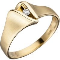 SIGO Damen Ring 585 Gold Gelbgold matt 1 Diamant Brillant Goldring Diamantring von SIGO