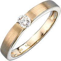 SIGO Damen Ring 585 Gold Gelbgold matt mattiert 1 Diamant Brillant 0,25ct. Goldring von SIGO