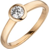 SIGO Damen Ring 585 Gold Rotgold 1 Diamant Brillant 0,15 ct. Diamantring Solitär von SIGO