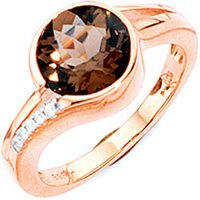 SIGO Damen Ring 585 Gold Rotgold 1 Rauchquarz braun 5 Diamanten Brillanten Goldring von SIGO