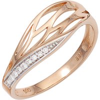 SIGO Damen Ring 585 Gold Rotgold 8 Diamanten Brillanten Rotgoldring Diamantring von SIGO