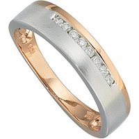 SIGO Damen Ring 585 Gold Rotgold Weißgold bicolor teilmatt 8 Diamanten Brillanten von SIGO