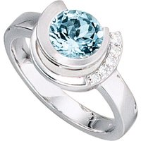 SIGO Damen Ring 585 Gold Weißgold 1 Aquamarin hellblau blau 5 Diamanten Brillanten von SIGO