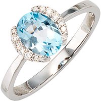 SIGO Damen Ring 585 Gold Weißgold 1 Blautopas hellblau blau 14 Diamanten Brillanten von SIGO