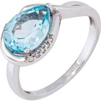 SIGO Damen Ring 585 Gold Weißgold 1 Blautopas hellblau blau 5 Diamanten Brillanten von SIGO