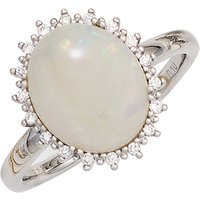 SIGO Damen Ring 585 Gold Weißgold 1 Opal 18 Diamanten Brillanten 0,10ct. Goldring von SIGO