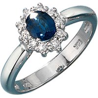 SIGO Damen Ring 585 Gold Weißgold 1 Safir blau 10 Diamanten Brillanten Goldring von SIGO