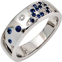 SIGO Damen Ring 585 Gold Weißgold 13 Diamanten Brillanten 0,10ct. 15 Safire blau von SIGO