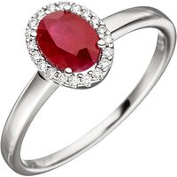 SIGO Damen Ring 585 Gold Weißgold 20 Diamanten Brillanten 1 Rubin rot Rubinring von SIGO