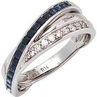 SIGO Damen Ring 585 Gold Weißgold 9 Diamanten Brillanten 0,14ct. 17 Safire blau von SIGO