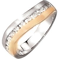 SIGO Damen Ring 585 Gold Weißgold Gelbgold bicolor matt 11 Diamanten Brillanten von SIGO
