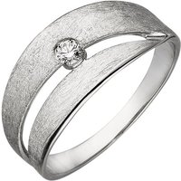 SIGO Damen Ring 585 Gold Weißgold eismatt 1 Diamant Brillant 0,09ct. Diamantring von SIGO