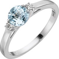 SIGO Damen Ring 585 Weißgold 1 Aquamarin hellblau blau 2 Diamanten Brillanten von SIGO