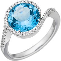 SIGO Damen Ring 585 Weißgold  1 Blautopas hellblau blau 47 Diamanten Brillanten von SIGO