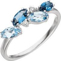 SIGO Damen Ring 585 Weißgold 4 Blautopase hellblau blau 2 Diamanten Brillanten von SIGO