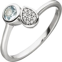 SIGO Damen Ring 925 Silber 1 Blautopas hellblau blau 9 Zirkonia von SIGO