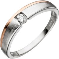 SIGO Damen Ring 925 Silber bicolor vergoldet mattiert mit Zirkonia von SIGO