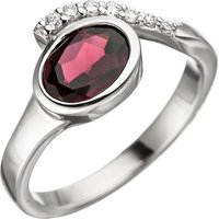 SIGO Damen Ring 925 Sterling Silber 1 Granat rot mit Zirkonia Silberring Granatring von SIGO