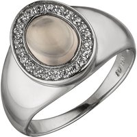 SIGO Damen Ring 925 Sterling Silber 1 Rosenquarz 22 Zirkonia Silberring von SIGO