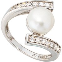 SIGO Damen Ring 925 Sterling Silber 1 Süßwasser Perle mit Zirkonia perlenring von SIGO