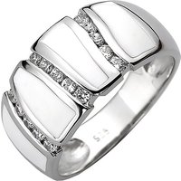 SIGO Damen Ring 925 Sterling Silber 15 Zirkonia und weiße Emaille-Einlage von SIGO