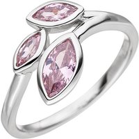 SIGO Damen Ring 925 Sterling Silber 3 Zirkonia rosa Silberring von SIGO