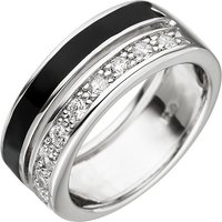 SIGO Damen Ring 925 Sterling Silber 9 Zirkonia schwarze Lackeinlage Silberring von SIGO