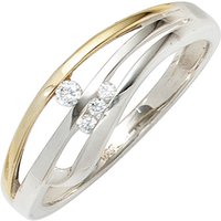 SIGO Damen Ring 925 Sterling Silber bicolor vergoldet 4 Zirkonia Silberring von SIGO