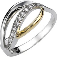 SIGO Damen Ring 925 Sterling Silber bicolor vergoldet 9 Zirkonia Silberring von SIGO