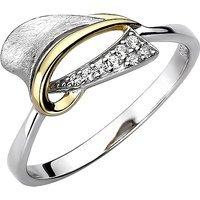 SIGO Damen Ring 925 Sterling Silber bicolor vergoldet eismatt 8 Zirkonia Silberring von SIGO