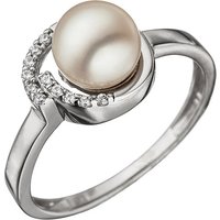SIGO Damen Ring 925 Sterling Silber mit 1 Süßwasser Perle und Zirkonia Perlenring von SIGO