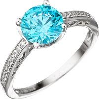 SIGO Damen Ring 925 Sterling Silber mit Zikonia türkis blau hellblau von SIGO