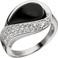 SIGO Damen Ring 925 Sterling Silber mit Zirkonia 1 Onyx schwarz Silberring Onyxring von SIGO